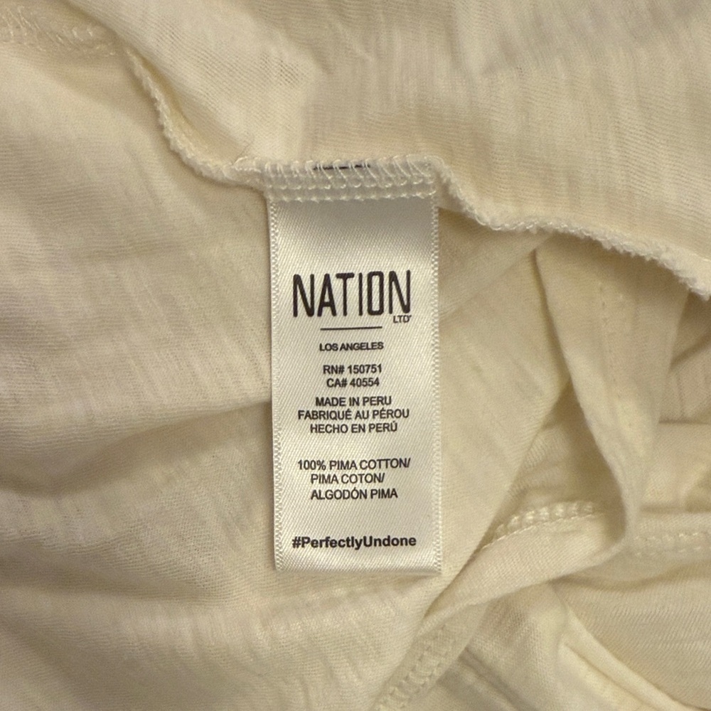 Nation Zahara Feme Mock Neck Cream‎ Long Sleeve Top with Ruffled Neck Size Small - Picture 9 of 11